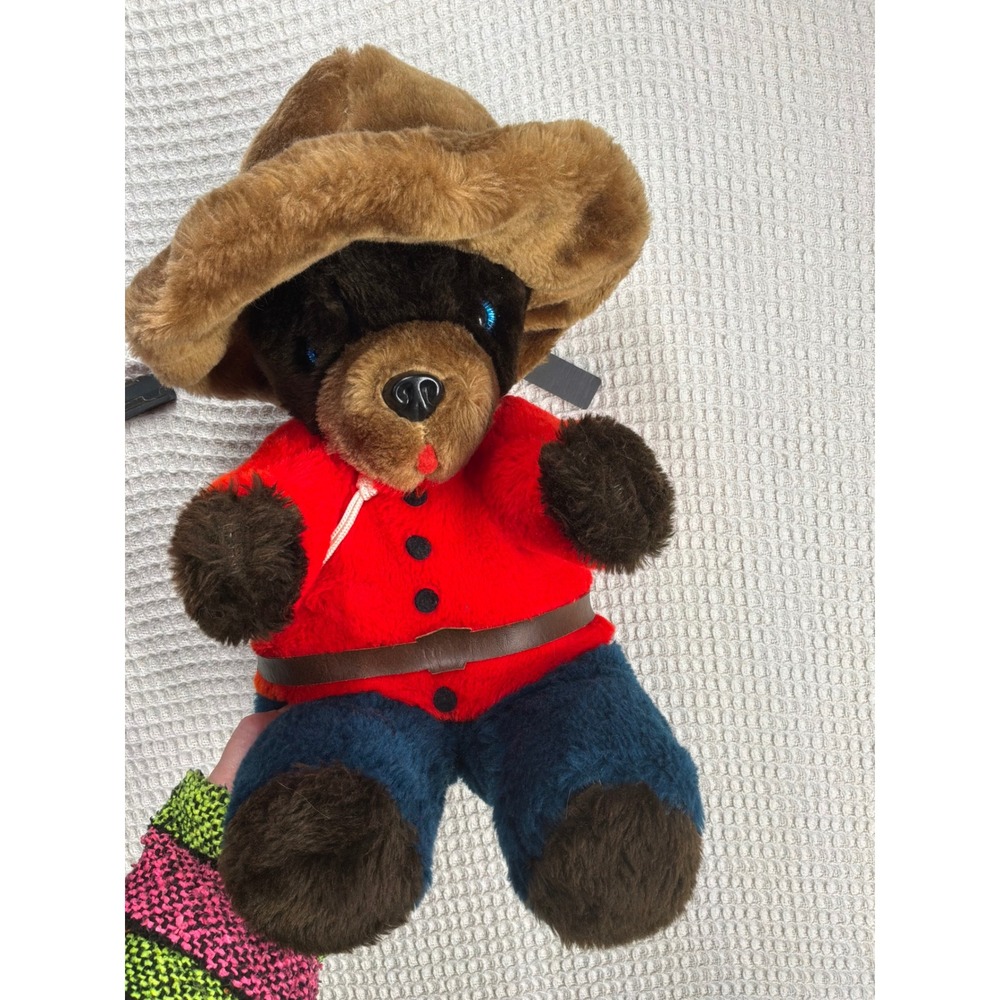 Vintage Campcore Smokey Bear Ranger Plush Toy 12" Brown Red Blue